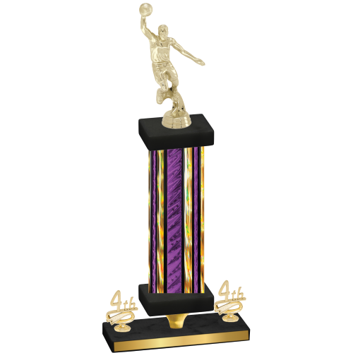 Premium Single Purple Glacier Fourth Place Basketball Trophy