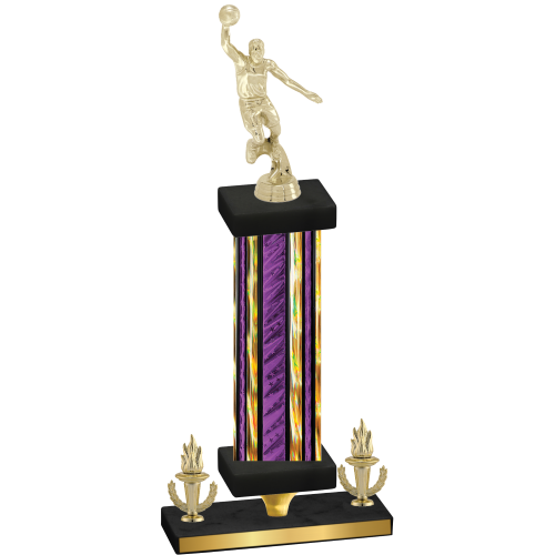 Premium Single Purple Glacier Victory Basketball Trophy