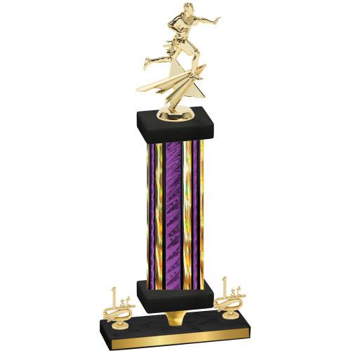 Premium Single Purple Glacier First Place Flag Football Trophy