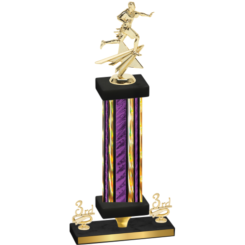 Premium Single Purple Glacier Third Place Flag Football Trophy