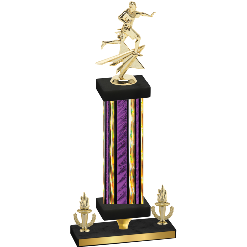 Premium Single Purple Glacier Victory Flag Football Trophy