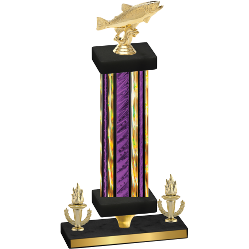 Premium Single Purple Glacier Victory Fishing Trophy