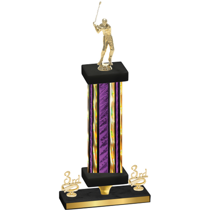 Premium Single Purple Glacier Third Place Golf Trophy