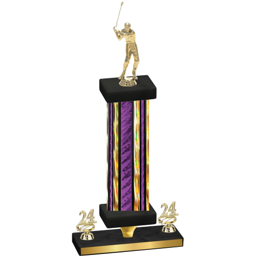 Premium Single Purple Glacier Year Golf Trophy