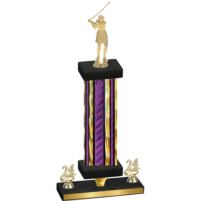 Premium Single Purple Glacier Year Golf Trophy