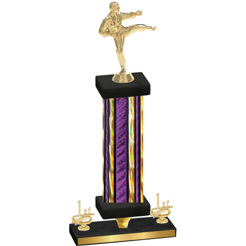 Premium Single Purple Glacier First Place Karate Trophy