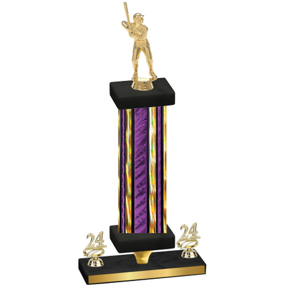 Premium Single Purple Glacier Year Baseball Trophy