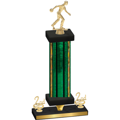 Premium Single Green Glacier Second Place Bowling Trophy
