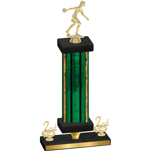 Premium Single Green Glacier Second Place Bowling Trophy