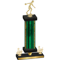 Premium Single Green Glacier Third Place Bowling Trophy