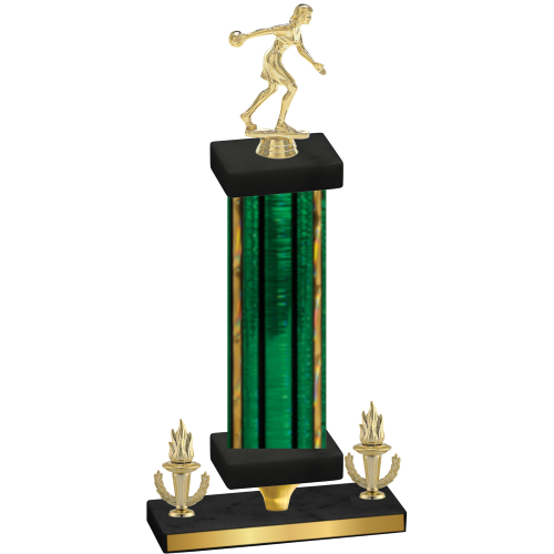 Premium Single Green Glacier Victory Bowling Trophy