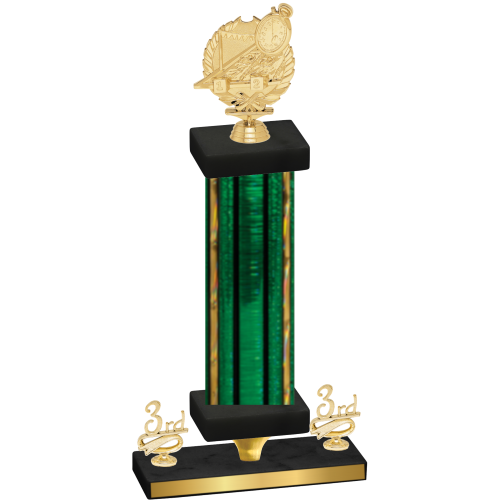 Premium Single Green Glacier Third Place Swimming Trophy