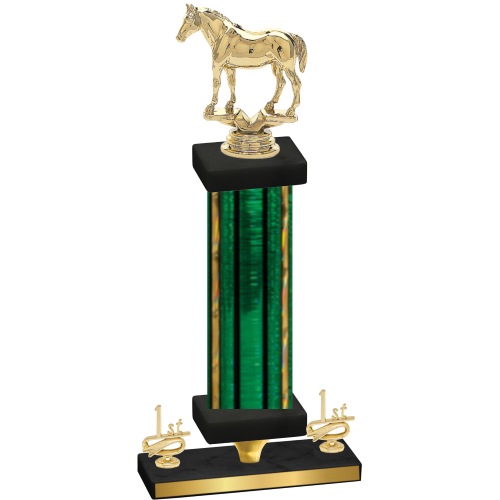 Premium Single Green Glacier First Place Horses Trophy
