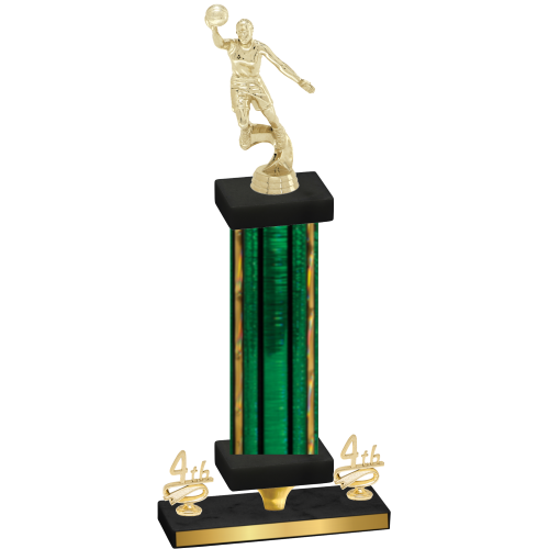 Premium Single Green Glacier Fourth Place Basketball Trophy