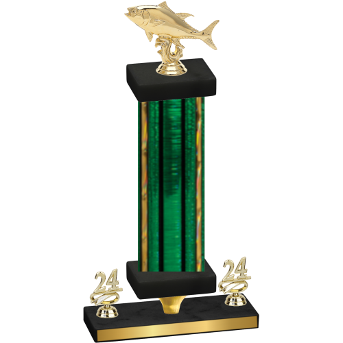 Premium Single Green Glacier Year Fishing Trophy