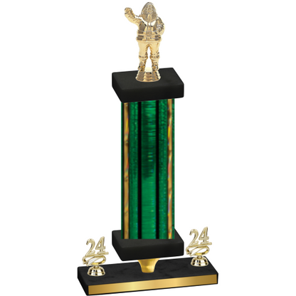 Premium Single Green Glacier Year Holiday Trophy
