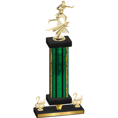 Premium Single Green Glacier Second Place Flag Football Trophy