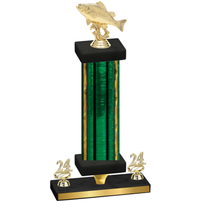 Premium Single Green Glacier Year Fishing Trophy
