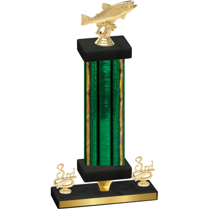Premium Single Green Glacier Third Place Fishing Trophy