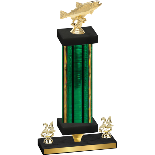 Premium Single Green Glacier Year Fishing Trophy