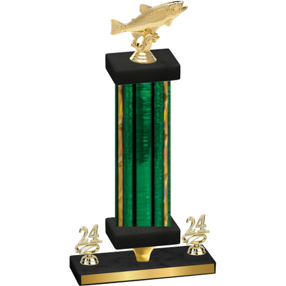 Premium Single Green Glacier Year Fishing Trophy