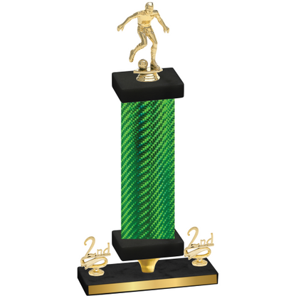 Premium Single Green Carbon Fiber Second Place Soccer Trophy