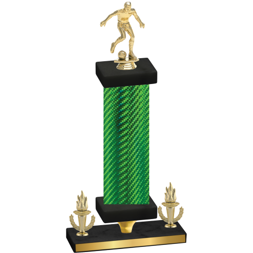Premium Single Green Carbon Fiber Victory Soccer Trophy