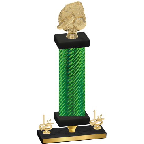 Premium Single Green Carbon Fiber First Place Soccer Trophy