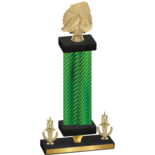 Premium Single Green Carbon Fiber Victory Soccer Trophy