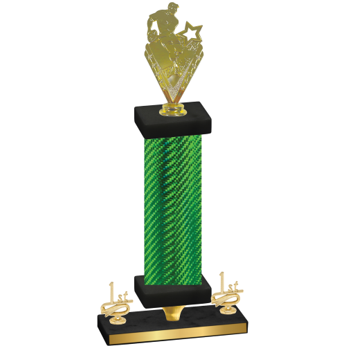 Premium Single Green Carbon Fiber First Place Rugby Trophy