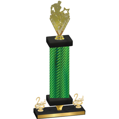 Premium Single Green Carbon Fiber Second Place Rugby Trophy