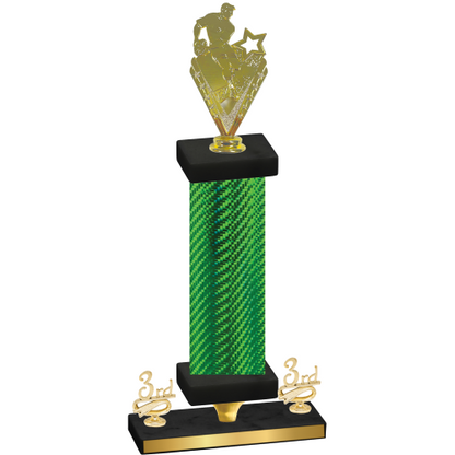 Premium Single Green Carbon Fiber Third Place Rugby Trophy