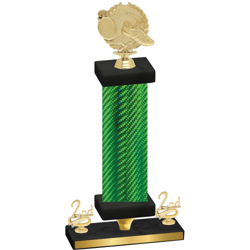 Premium Single Green Carbon Fiber Second Place Running Trophy