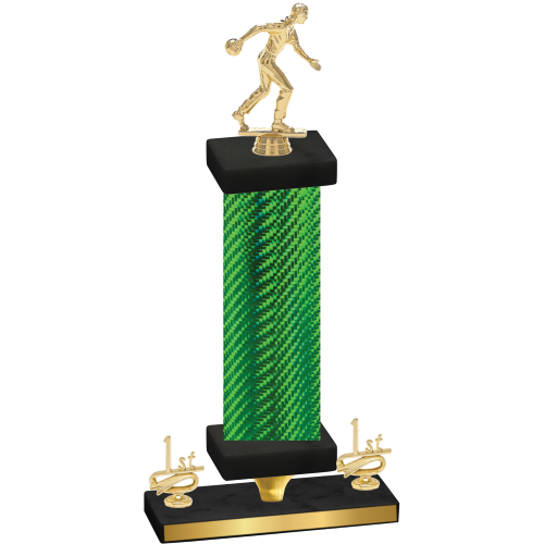Premium Single Green Carbon Fiber First Place Bowling Trophy