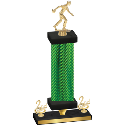 Premium Single Green Carbon Fiber Second Place Bowling Trophy
