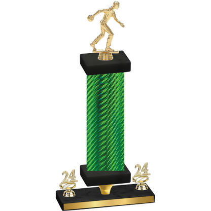 Premium Single Green Carbon Fiber Year Bowling Trophy