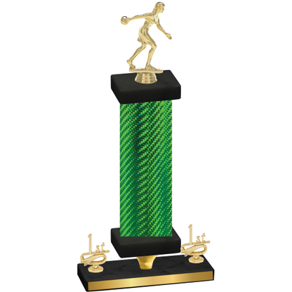 Premium Single Green Carbon Fiber First Place Bowling Trophy