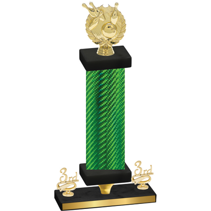 Premium Single Green Carbon Fiber Third Place Bowling Trophy