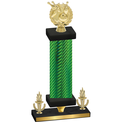 Premium Single Green Carbon Fiber Victory Bowling Trophy