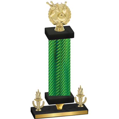 Premium Single Green Carbon Fiber Victory Bowling Trophy