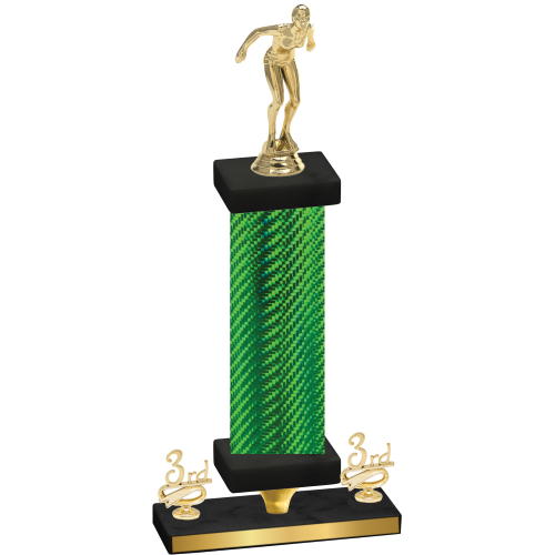 Premium Single Green Carbon Fiber Third Place Tennis Trophy