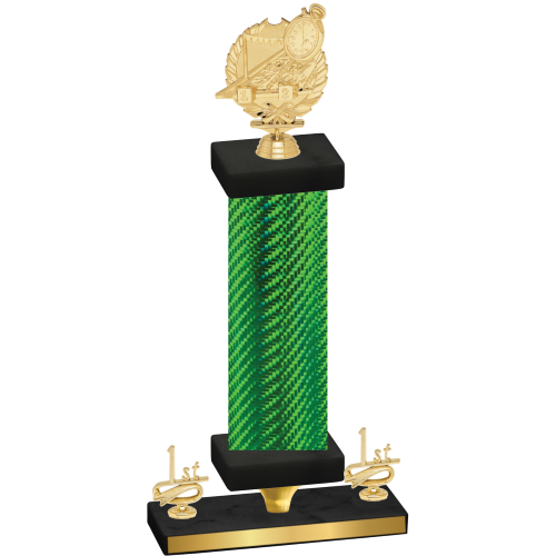 Premium Single Green Carbon Fiber First Place Swimming Trophy