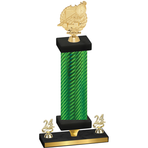 Premium Single Green Carbon Fiber Year Swimming Trophy