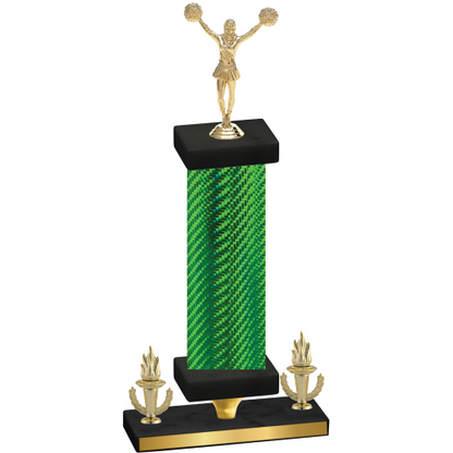 Premium Single Green Carbon Fiber Victory Cheerleading Trophy