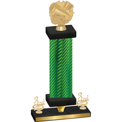 Premium Single Green Carbon Fiber Third Place Cheerleading Trophy