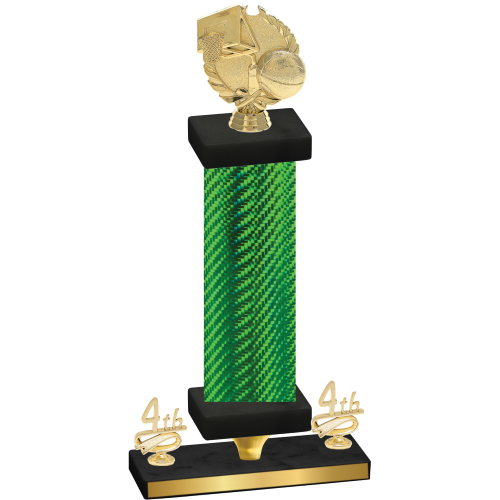 Premium Single Green Carbon Fiber Fourth Place Basketball Trophy