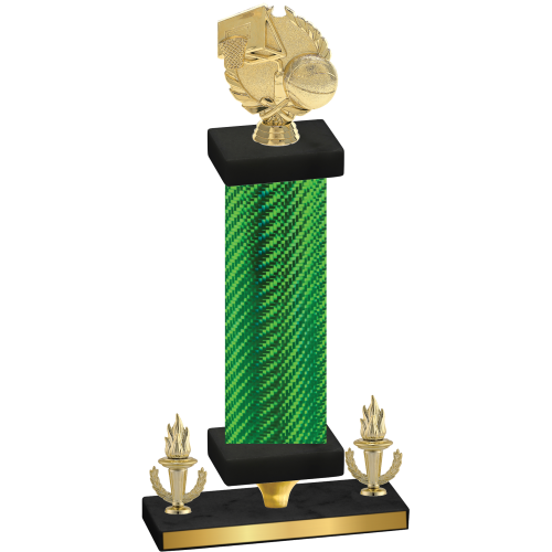Premium Single Green Carbon Fiber Victory Basketball Trophy
