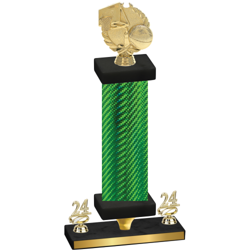 Premium Single Green Carbon Fiber Year Basketball Trophy