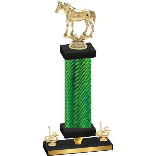 Premium Single Green Carbon Fiber First Place Horses Trophy