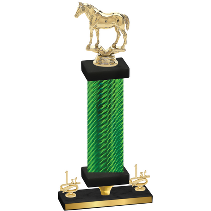 Premium Single Green Carbon Fiber First Place Horses Trophy